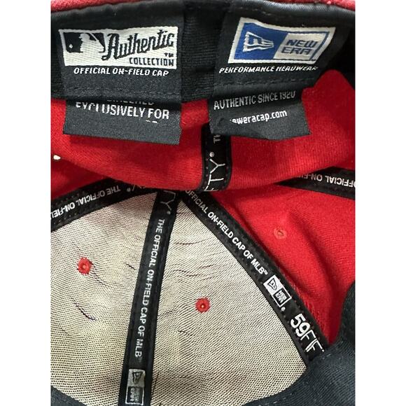 Texas Rangers New Era 59FIFTY Red Fitted Hat Size 7 1/8 Made in USA - Picture 6 of 7